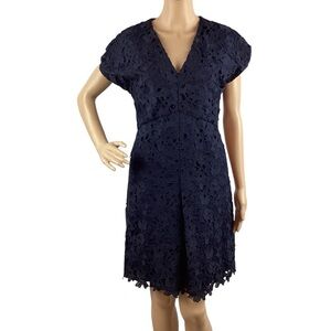 Banana Republic Lace V-Neck Dress Size 4 Navy Blue